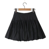 Yidouxian Women Open Buttons High Waist Asymmetrical A-lined Ruched Mini Umbrella Skirt Girl Skater Skirts