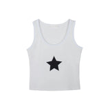 Yidouxian Women Y2K E-Girl Grunge Crop Tops Summer Fit Vest Star Embroidery Scoop Neck Sleeveless Casual Tank Tops for Females