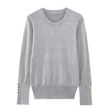 Yidouxian Autumn Women Solid Round Neck Long Sleeve Basic Knit Sweater Casual Pullover Tops