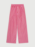 Yidouxian Women's Y2K Retro Vintage Casual Striped/Solid Long Pants Button Elastic High Waist Aesthetic Loose Straight Trousers