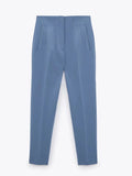 Yidouxian Women Chic Fashion Seam Detail Office Wear Pants Vintage High Waist Zipper Fly Female Elegant Suit Trousers Mujer