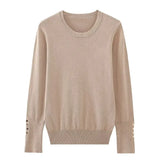 Yidouxian Autumn Women Solid Round Neck Long Sleeve Basic Knit Sweater Casual Pullover Tops