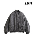 Yidouxian Quilted Bomber Jackets for Women, Thick Warm Coat, Long Sleeve, Snap-Button, Female Outerwear, Chic Tops, Fashion