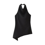 Yidouxian ZRN-Women's Flowing Asymmetric Tank Tops, Halter Neck, Backless, Sleeveless, Female Camis, Fashion