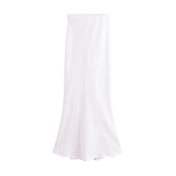 Yidouxian ZRN-Women's Long Satin Skirt, High Waist, Elastic Waistband, Female Skirts, Fashion