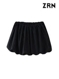 Yidouxian ZRN-Women's Balloon Mini Skirt, Mid Elastic Waist, Voluminous Hem, Female Skirts, Fashion