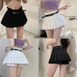 Yidouxian half skirt Slimming Sexy Women's half skirt Anti glare With safety pants With a belt Summer Pleated skirt