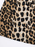 Yidouxian ZRN-Women's Leopard Mini Dress, O Neck, Sleeveless, Back Zipper, Animal Print, Female Dresses, Fashion