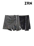 Yidouxian ZRN-Women's Knotted Sequin Shorts Skirts, High Waist, Side Zipper, Female Skort,Fashion