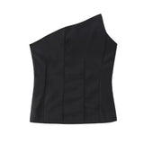 Yidouxian ZRN-Women's Asymmetrical Bustier Tops, Sexy Backless, Side Zipper, Female Camis, Fashion