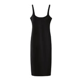 Yidouxian ZRN-Women's Back Slit Midi Dress, O Neck, Straps, Female Dresses, Fashion