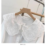 Yidouxian Lace Peter Pan Collar White Shirt Female Spring Autumn 2024 New French Temperament Joker Bottoming Shirts Womens Tops