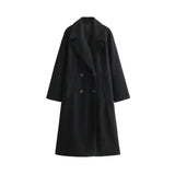 Yidouxian ZRN-Women's Soft Oversized Woolen Coat, Long Sleeve, Front Welt Pockets, Female Outerwear, Chic Overcoat, Fashion