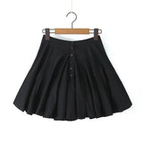 Yidouxian Women Open Buttons High Waist Asymmetrical A-lined Ruched Mini Umbrella Skirt Girl Skater Skirts