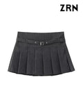 Yidouxian Shorts Skirts for Women, With Belt,Side Zipper, Mid Waist, Female Skort,Fashion