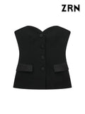 Yidouxian Bustier Tops for Women, Backless Vest, Front Button, Female Camis, Chic Tops, Sexy Fashion