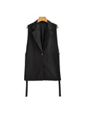 Yidouxian Women Fashion With Taps Side Vents Waistcoat Vintage Sleeveless Front Button Female Outerwear Chic Vest Tops