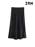 Yidouxian ZRN-Women's  Midi Skirt With Bow, Lace, Mid Waist, Elastic Waistband, Female Skirts, Chic Fashion