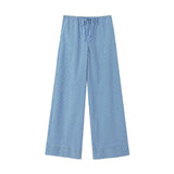 Yidouxian ZRN-Women's Full Length Striped Pants, Side Pockets, Mid Elastic Waist, Drawstring, Female Trousers, Fashion