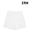 Yidouxian ZRN-Women's Front Slits Patchwork Shorts Skirts, High Waist, Side Zipper, Female Skort, Fashion