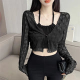 Yidouxian Shirt Women Solid Chic Slim Fit Sweet Lace Thin Blouse Korean Fashion All Match Long Sleeve Tops Ladies Summer New