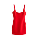 Yidouxian Sexy Women Round Neck Sleeveless Slim Short Dress Summer Female Red Bodycon Mini Vestidos