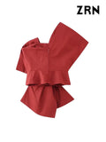 Yidouxian ZRN-Women's Knotted Asymmetric Cropped Blouses, One Shoulder, Back Zipper, Female Shirts, Sexy Fashion