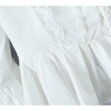 Yidouxian Y2K Women High Quality Lace Trim White Blouse Front Lacing Up Puff Sleeve Sexy Elegant Sweet Crop Top