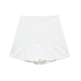 Yidouxian ZRN-Women's Front Slits Patchwork Shorts Skirts, High Waist, Side Zipper, Female Skort, Fashion