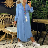 Yidouxian Women Fashion Long Dress Long Sleeve Shirt Dress Long Dress Pocket Button Shirt Casual Loose Dress