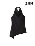 Yidouxian ZRN-Women's Flowing Asymmetric Tank Tops, Halter Neck, Backless, Sleeveless, Female Camis, Fashion