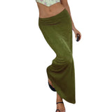 Yidouxian Women\u2024s Casual High Waist Tight Skirt Summer Personality Solid Color Stretch Long Skirts Woman Fashion 2024