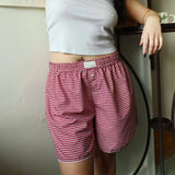 Yidouxian Women's Y2K Vintage Elastic Waist Shorts Casual Summer Solid Color/Plaid Print Short Pants Beach Nightclub Streetwear
