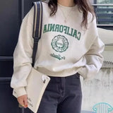 Yidouxian Sweatshirts 2024 Autumn Korean Fashion Letter Printed Hoodies Women Round Neck Casual Long Sleeve Pullover Sweatshirt