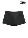 Yidouxian ZRN-Women's Faux Leather Shorts Skirts with Belt, High Waist, Side Zipper, Female Skort, Fashion