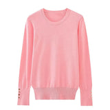 Yidouxian Autumn Women Solid Round Neck Long Sleeve Basic Knit Sweater Casual Pullover Tops