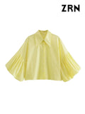 Yidouxian Shirts for Women, Front Button, Lapel Collar, Lantern Sleeve, Female Blouses, Chic Tops, Fashion