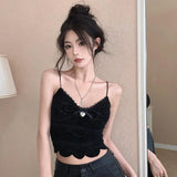 Yidouxian Women's Sexy Elegant Summer Fashion Tank Tops Sleeveless V Neck Irregular Hem Fairy Padded Lace Camisoles Crop Vest
