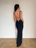 Yidouxian Sexy Women¡®s Bodycon Long Dress Solid Color Slant Shoulder Drawstring Backless Ruched Detail Skinny Party vestido