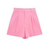 Yidouxian ZRN-Women's Side Vents Cropped Waistcoat and High Waist Bermuda Shorts, Female Two Piece Sets, Chic Fashion