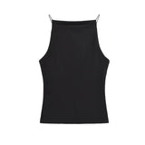 Yidouxian ZRN-Women's Halter Tank Tops, Sleeveless Vest, Thin Straps, Female Camis, Solid Color, Fashion