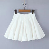 Yidouxian Women Open Buttons High Waist Asymmetrical A-lined Ruched Mini Umbrella Skirt Girl Skater Skirts