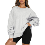 Yidouxian Women's Y2K Grunge Loose Pullover Sweatshirts Letter Print Casual Thickened Long Sleeve Tops Autumn Hoodie Streetwear