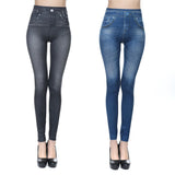 Yidouxian Pockets Slim Skinny Jeggings Women's Denim Print Pants Fake Jeans Look Like High Waist Seamles Leggings