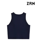 Yidouxian ZRN-Women's Front Button Cropped Knit Vest Sweater, V Neck, Sleeveless, Female Waistcoat, Chic Tops, Fashion