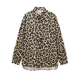 Yidouxian Sleeve Leopard Shirts for Women, Button-up Blouses, Animal Print, Chic Tops, Female Fashion