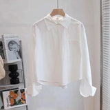 Yidouxian Women Korean White Shirts Elegant Female Streetwear Loose Long Sleeve Blouse Casual Student All Match Shirt Spring New