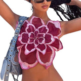Yidouxian Women¡®¡¯s Sexy Sleeveless Chic Short Vest Tops Summer Backless Lace Cami 3D Flower Shaped Slim Fit Camisole