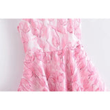 Yidouxian Sweet Women Pink Floral Print Sexy Sling Mini Dress Sleeveless Female A-line Mini Summer Dresses Holiday Robe