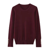 Yidouxian Autumn Women Solid Round Neck Long Sleeve Basic Knit Sweater Casual Pullover Tops